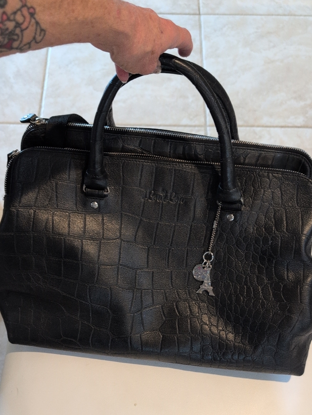 Elegant Black Large Computer Bag By Lou Lou